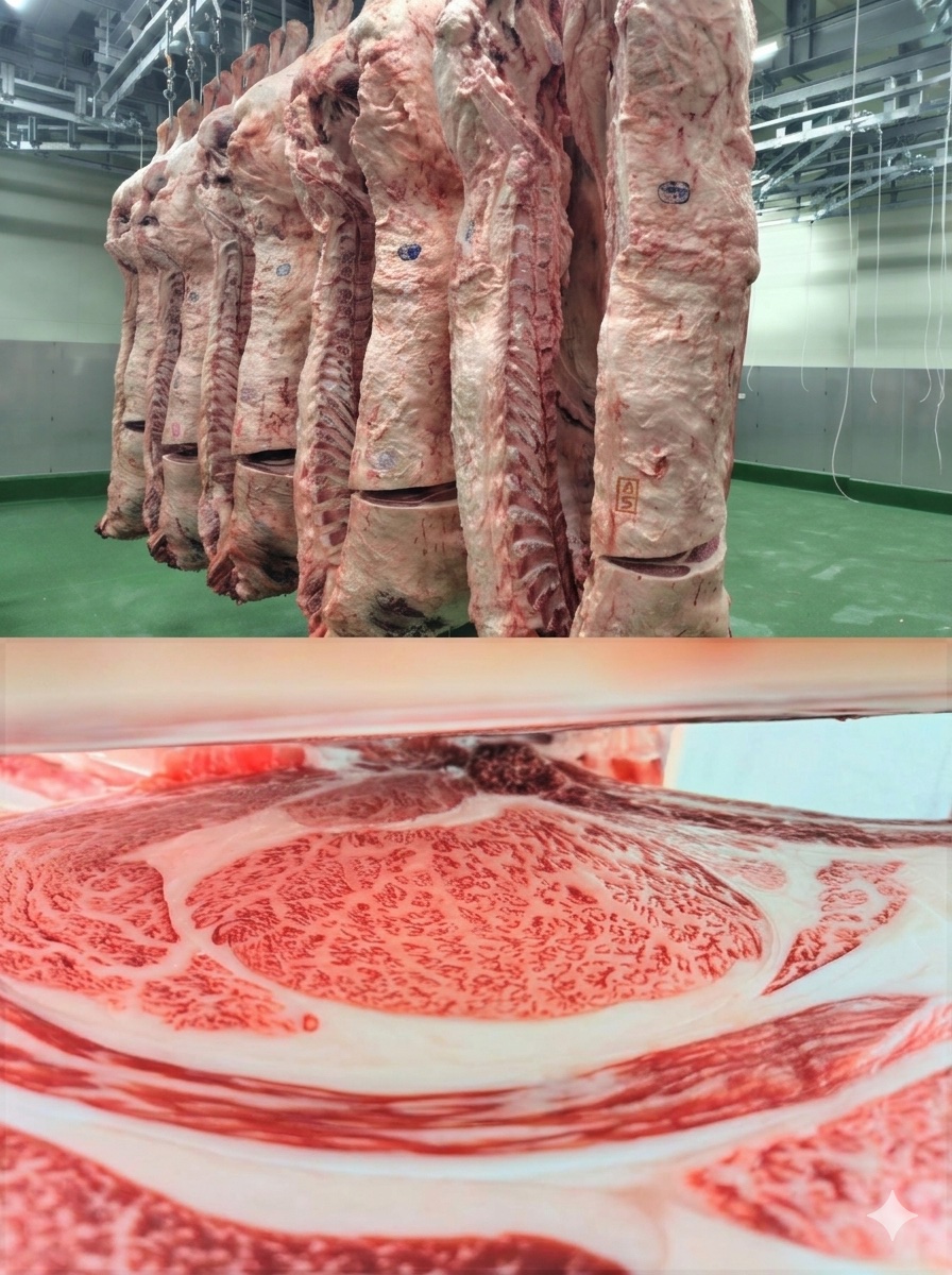 東京食肉市場でのセリ風景